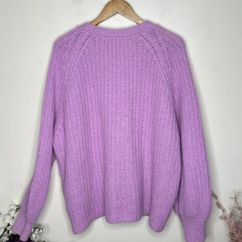 SEZANE Basile Cardigan Sweater Mauve Purple Sz XXXL $198 {245} - Picture 5 of 7
